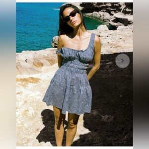 Ciao Lucia Gianluca Navy White Gingham Mini Cotton Sleeveless Dress Euro Summer